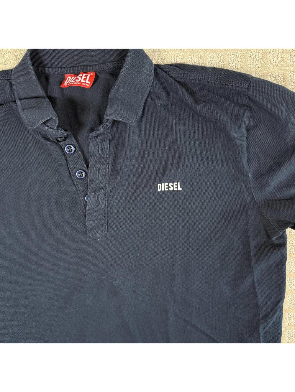 Vintage Diesel Polo Shirt Navy Y2K Mens Large - Picture 2 of 6